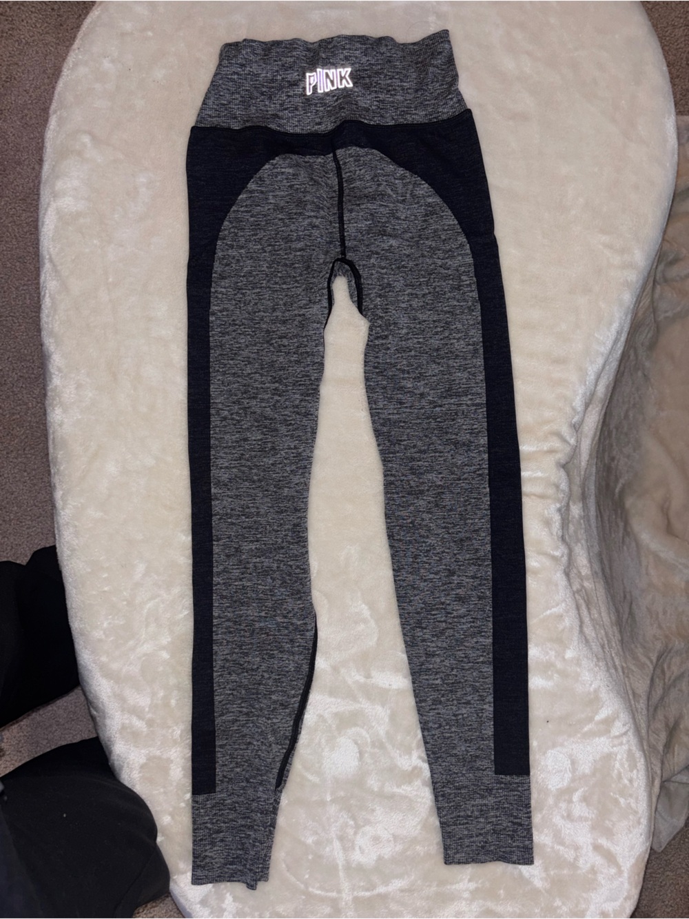 PINK Victoria's Secret Grey Marled Leggings with Black Panels